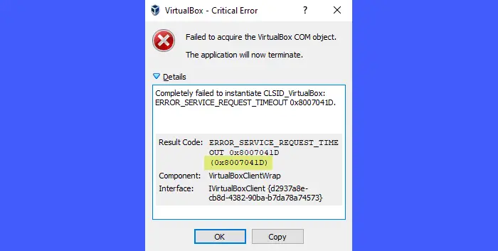 خطای 0x8007041D VirtualBox