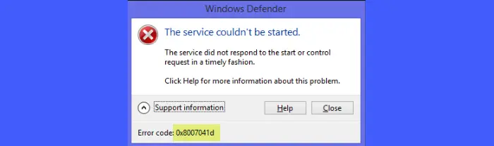 خطای Windows Defender 0x8007041D