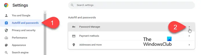 تنظیمات مدیریت رمز عبور در گوگل کروم