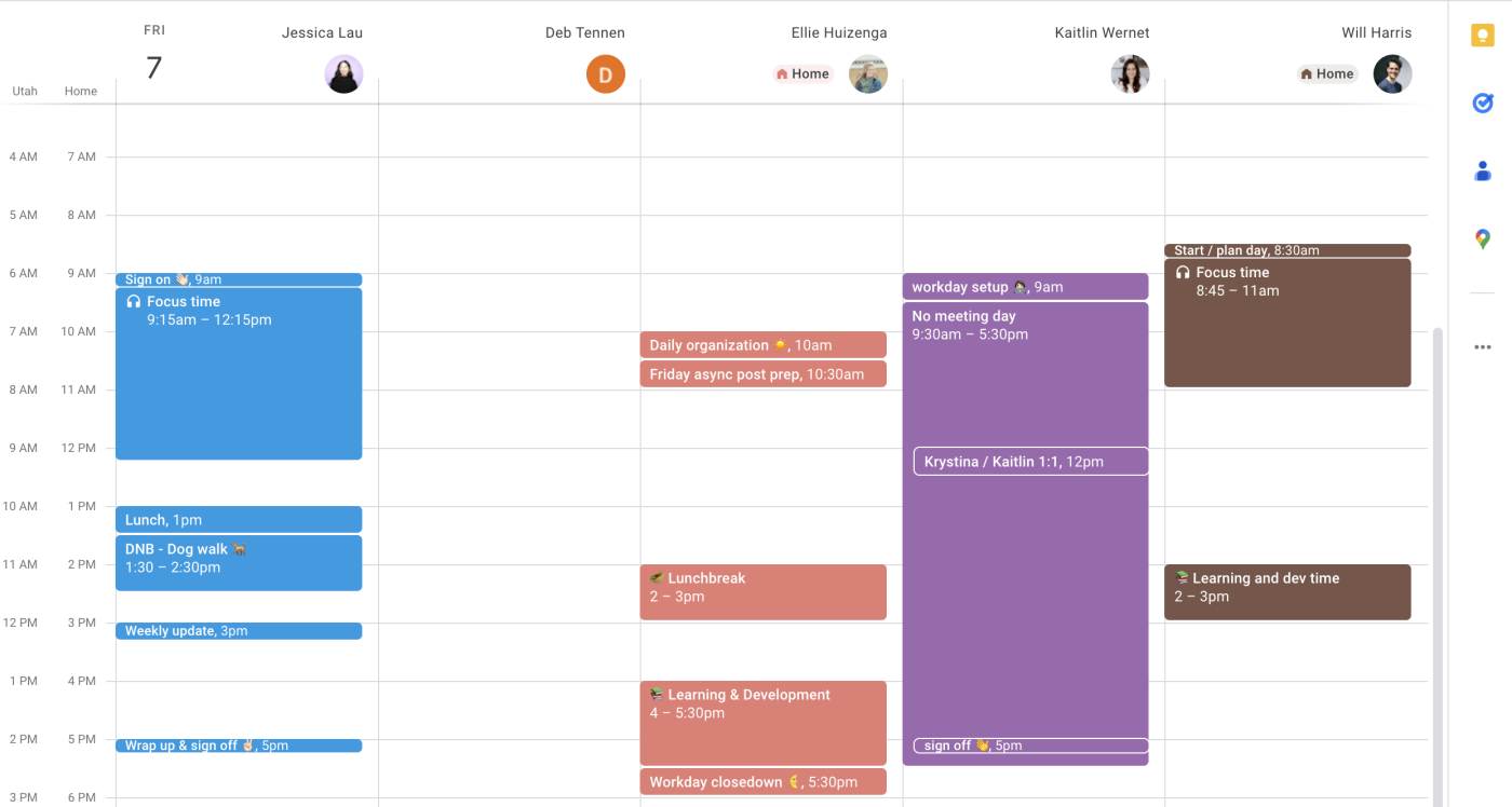 پنج تقویم نمایش روز در کنار هم در Google Calendar نمایش داده می شوند. 