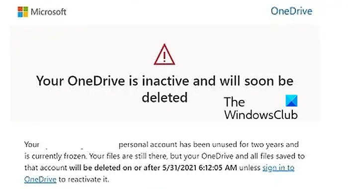OneDrive شما غیرفعال است و به زودی حذف خواهد شد