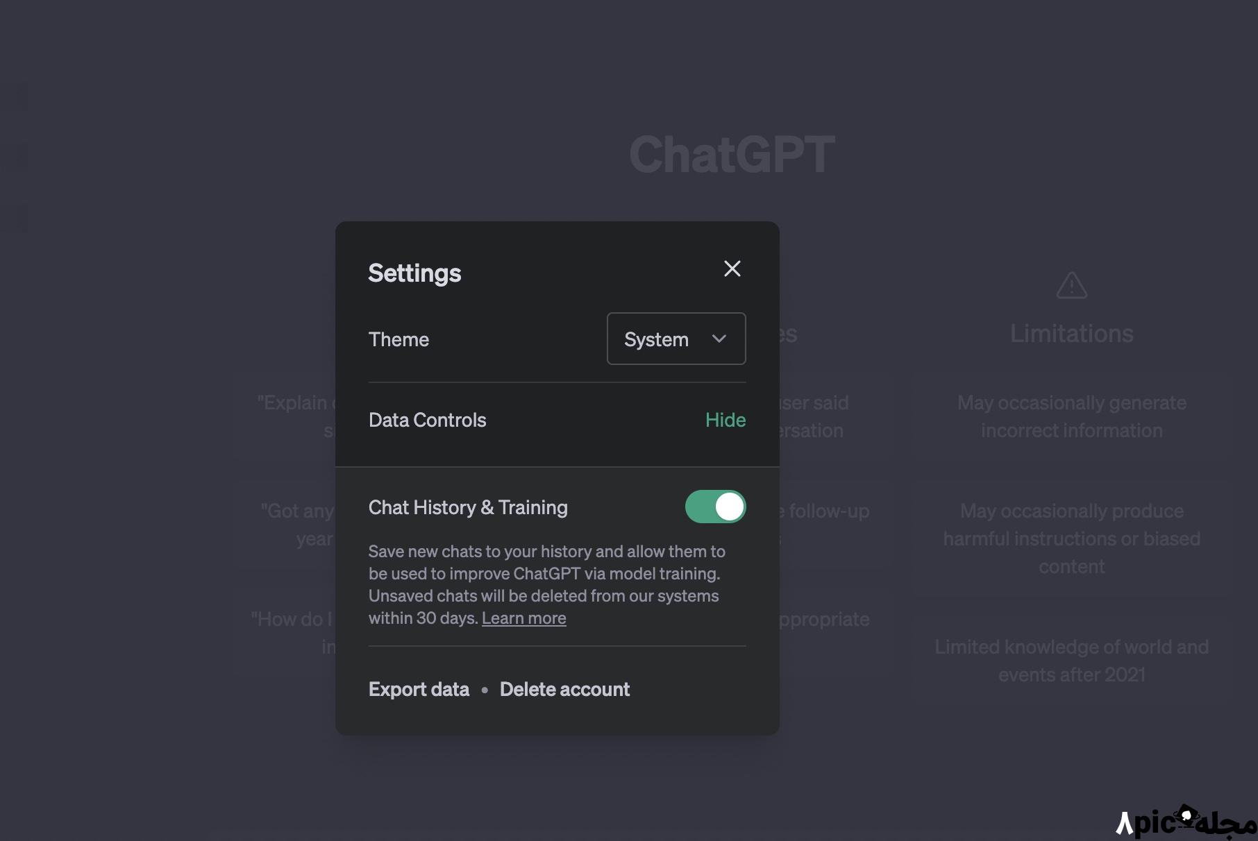 OpenAI در ماه آوریل تنظیمات Chat History و Training را به ChatGPT اضافه کرد.