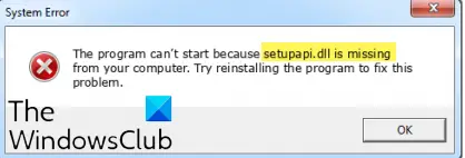 SETUPAPI.dll وجود ندارد یا یافت نشد