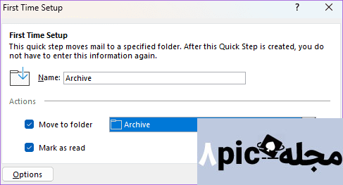 save folder to move email outlook app windows