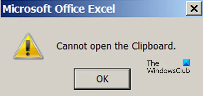 Cannot open Clipboard in Excel
