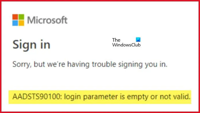 خطای حساب مایکروسافت AADSTS90100، پارامتر ورود خالی است یا معتبر نیست