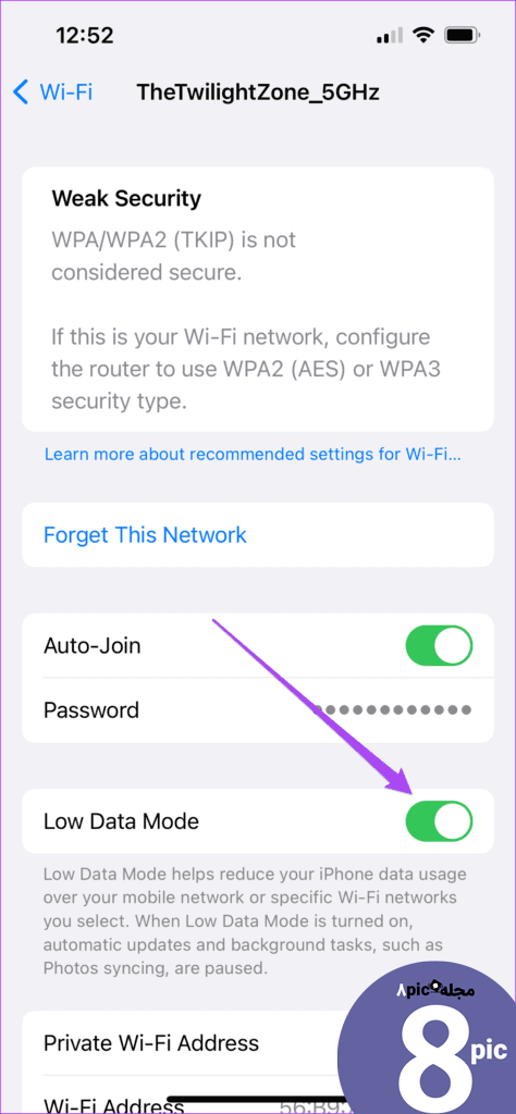 turn off low data mode wifi آیفون