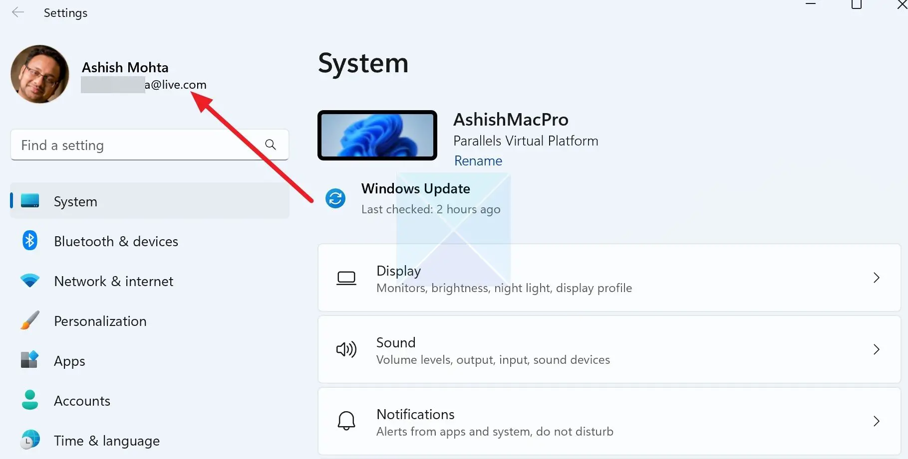 حساب مایکروسافت ویندوز کامپیوتر