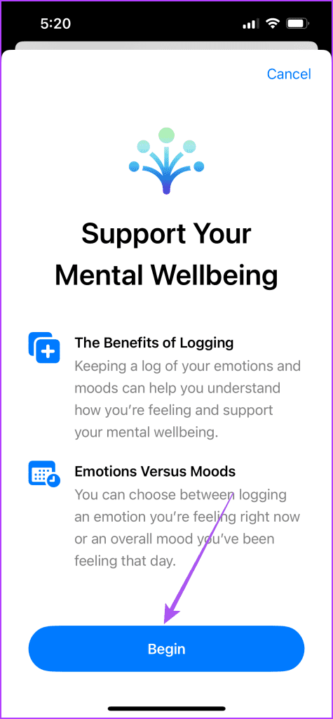 begin mental wellbeing health app iphone