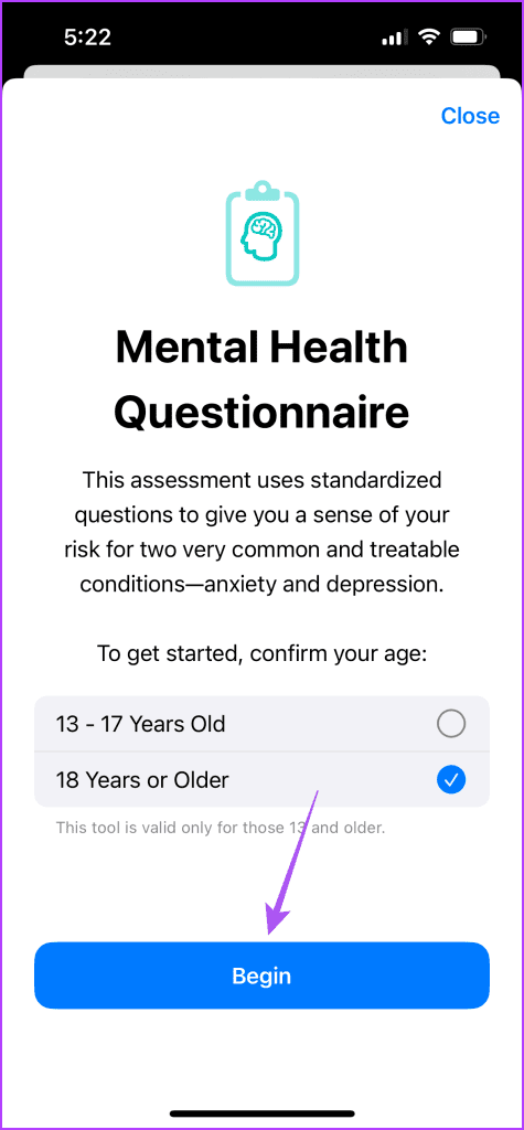 enter age mental health mental wellbeing iPhone