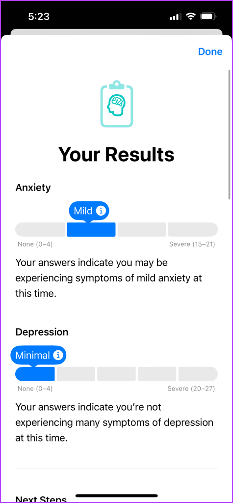 علائم سلامت روان گزارش سلامت اپلیکیشن آیفون