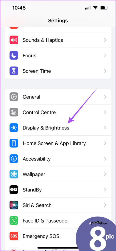 display and brightness settings iPhone