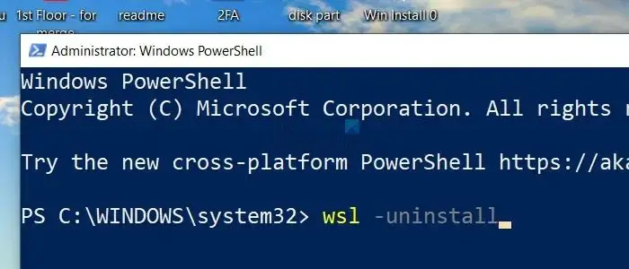 WSL ویندوز را با استفاده از PowerShell حذف کنید