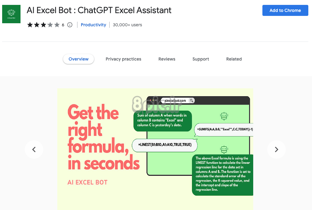 بهترین افزونه های AI Chrome: AI Excel Bot