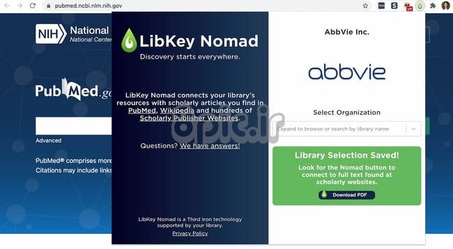 برنامه های افزودنی Chrome برای منبع یابی محتوا: LibKey Nomad