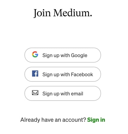 نحوه استفاده از صفحه ثبت نام Medium، Join Medium