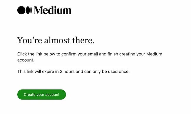 نحوه استفاده از Medium، تایید ایمیل