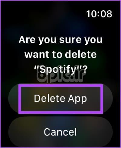 برای تایید روی Delete App ضربه بزنید