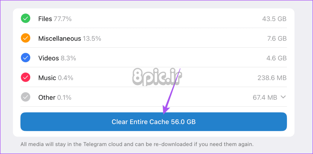 clear entire cache telegram desktop