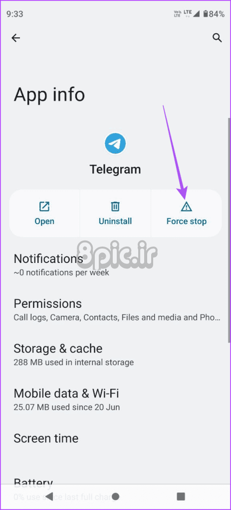 فورس استاپ تلگرام اندروید 2