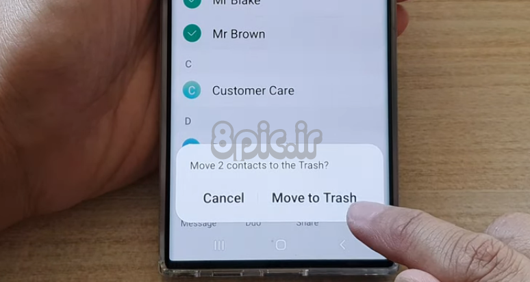 Deleting contact on android