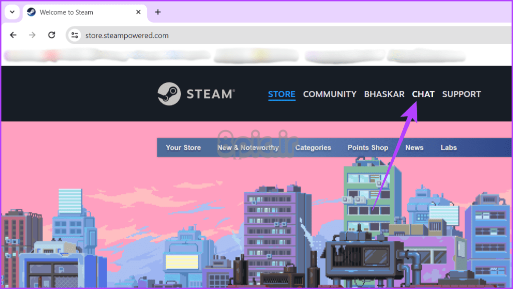 به وب سایت Steam بروید و به صفحه چت بروید