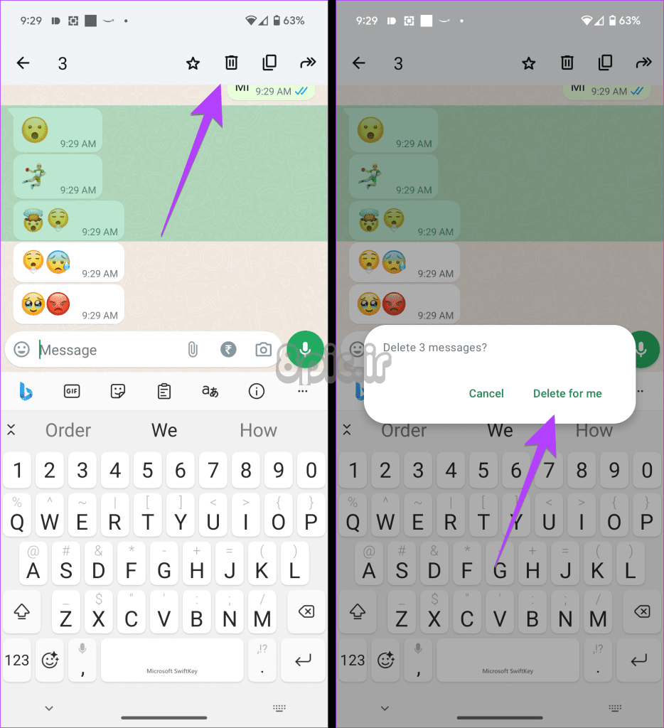 WhatsApp چندین پیام را در یک چت اندروید حذف می کند