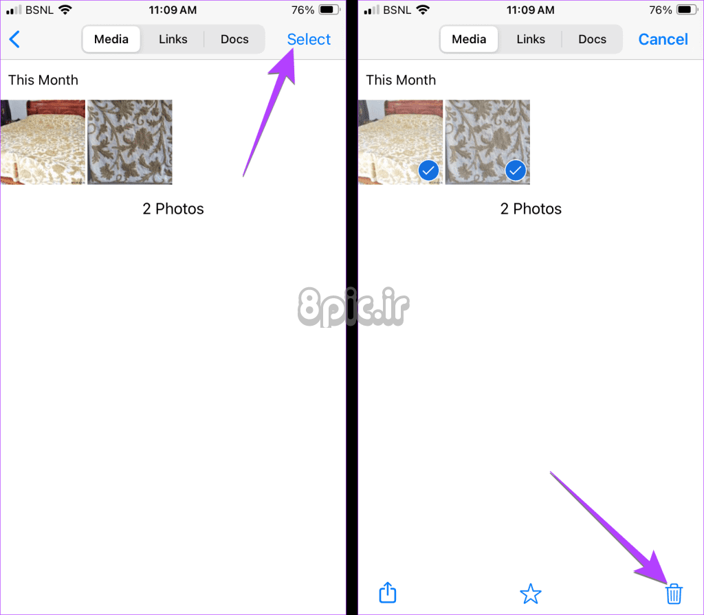 Whatsapp iPhone چند رسانه را از چت حذف می کند