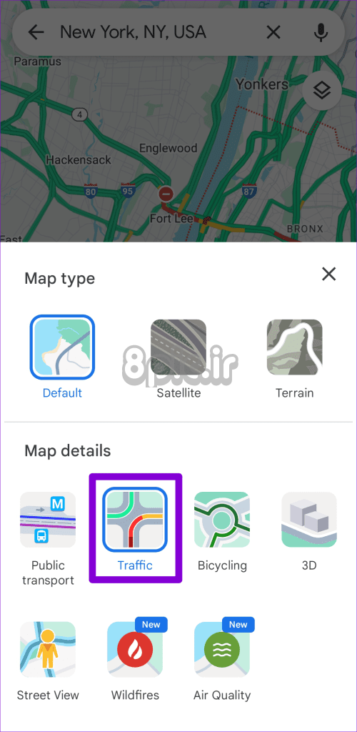 اطلاعات ترافیک را در برنامه Google Maps فعال کنید