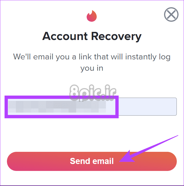 ایمیل را اضافه کنید و سپس روی Send email کلیک کنید
