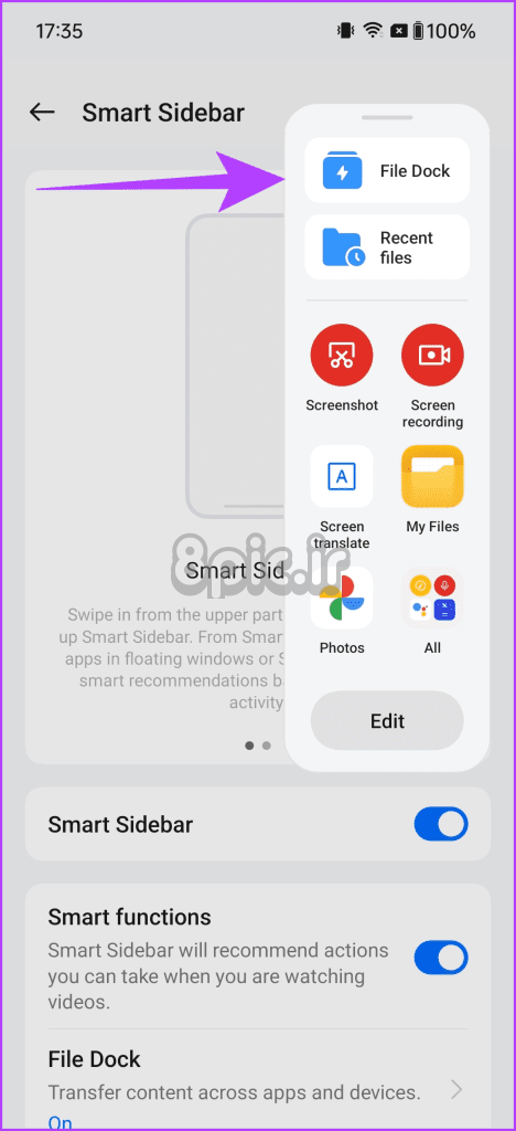 10.2 برای دسترسی به Smart Sidebar از لبه سمت راست بالای صفحه به سمت داخل بکشید