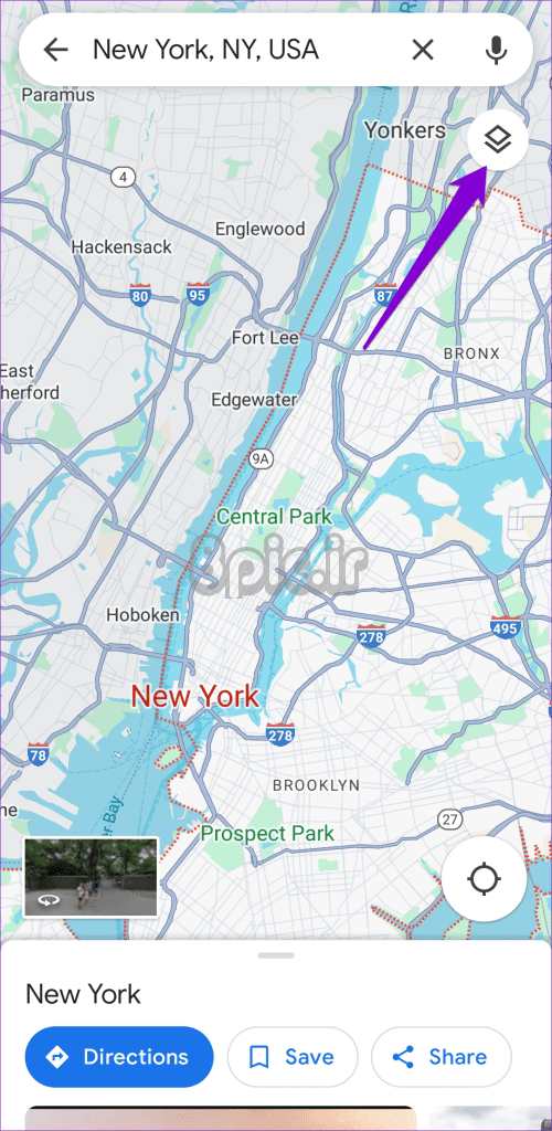 لایه ها در برنامه Google Maps