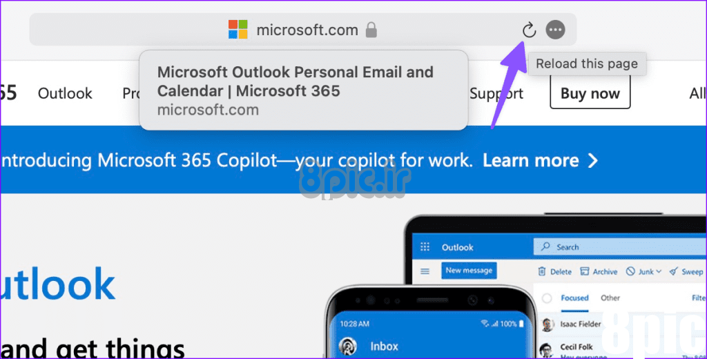 Outlook در Safari 1 کار نمی کند