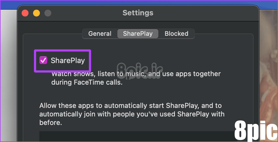 SharePlay FaceTime Settings Mac
