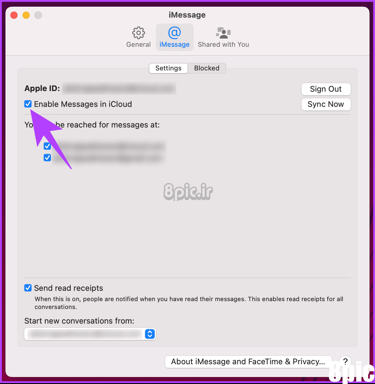 تیک «فعال کردن پیام‌ها در iCloud» را بردارید