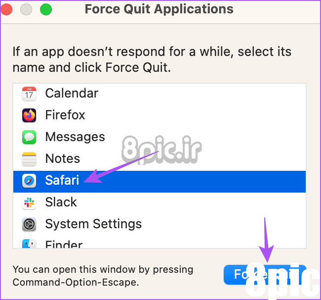خروج اجباری از Safari در Mac 3