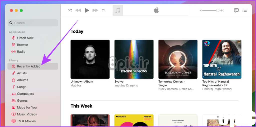 Apple Music Mac اخیرا اضافه شده است