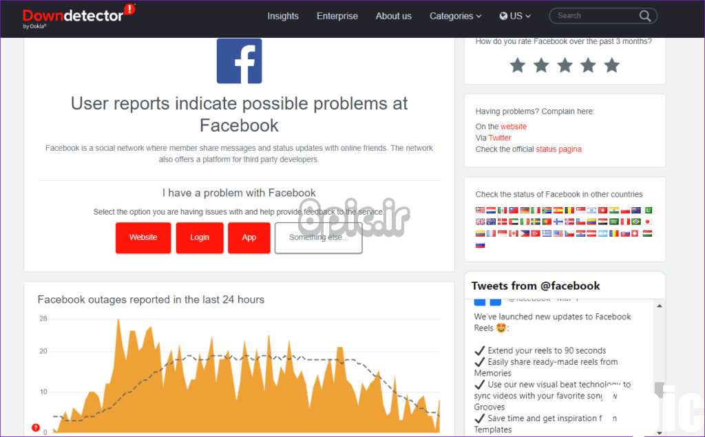 آشکارساز خرابی فیس بوک