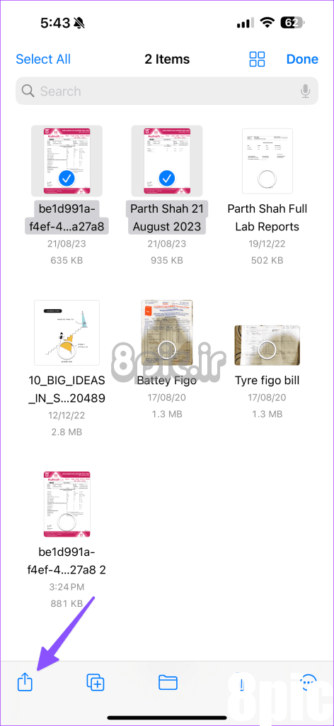 ادغام فایل های PDF در iPhone و iPad 8