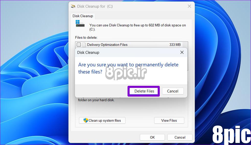 با استفاده از Disk Cleanup فایل های موقت را حذف کنید