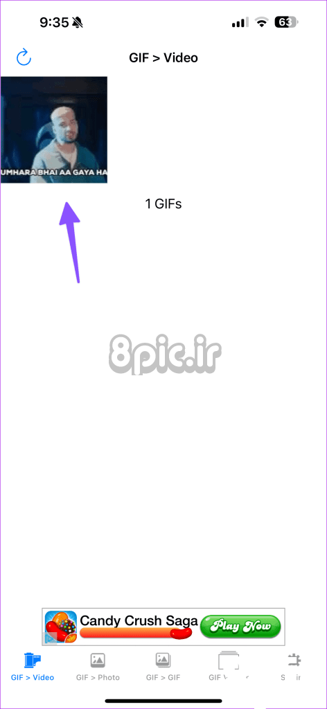 تبدیل GIF به ویدیو در آیفون 1