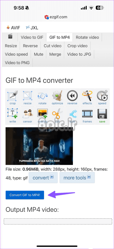 تبدیل GIF به ویدیو در آیفون 9