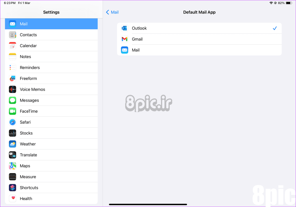 Outlook را در iPad 16 تنظیم کنید