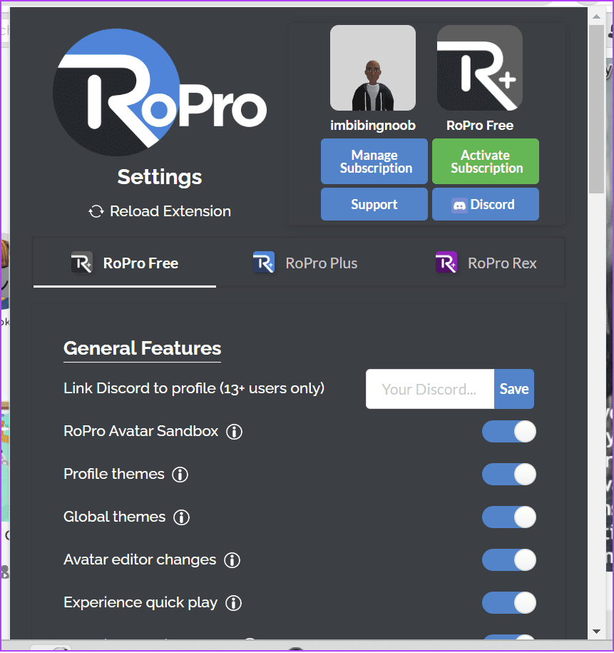 roPro بهترین افزونه Roblox Chrome