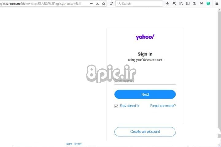 صفحه اصلی Yahoo Security.