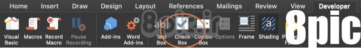 انتخاب نماد Check Box در macOS.