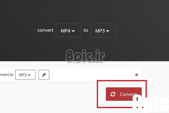 دکمه تبدیل در وب سایت CloudConvert.