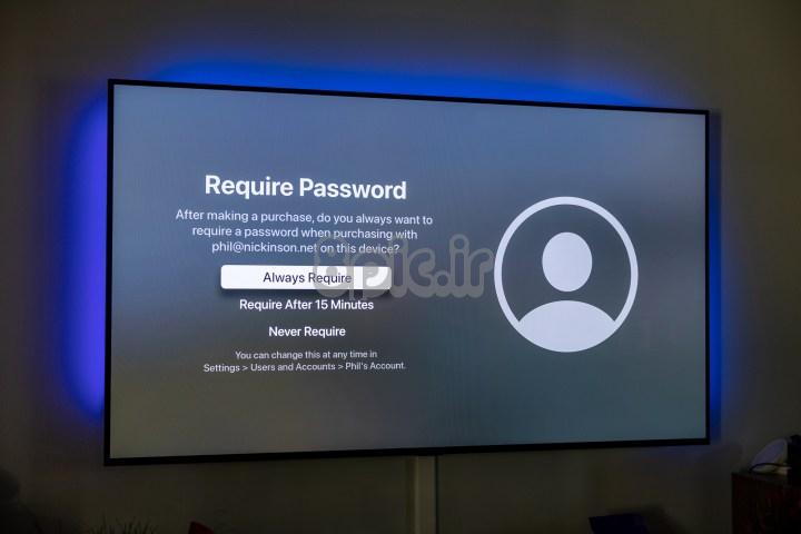 راه اندازی Apple TV: برای خرید به رمز عبور نیاز دارید. 